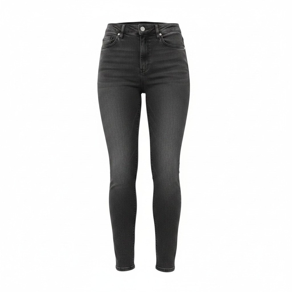 Zara Skinny Jeans Womens 8 Black Excellent High Rise Faded Denim